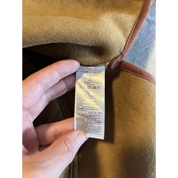Old Navy Jacket Men’s XL Brown Sherpa Snap Faux Suede Lined Teddy - Picture 4 of 8